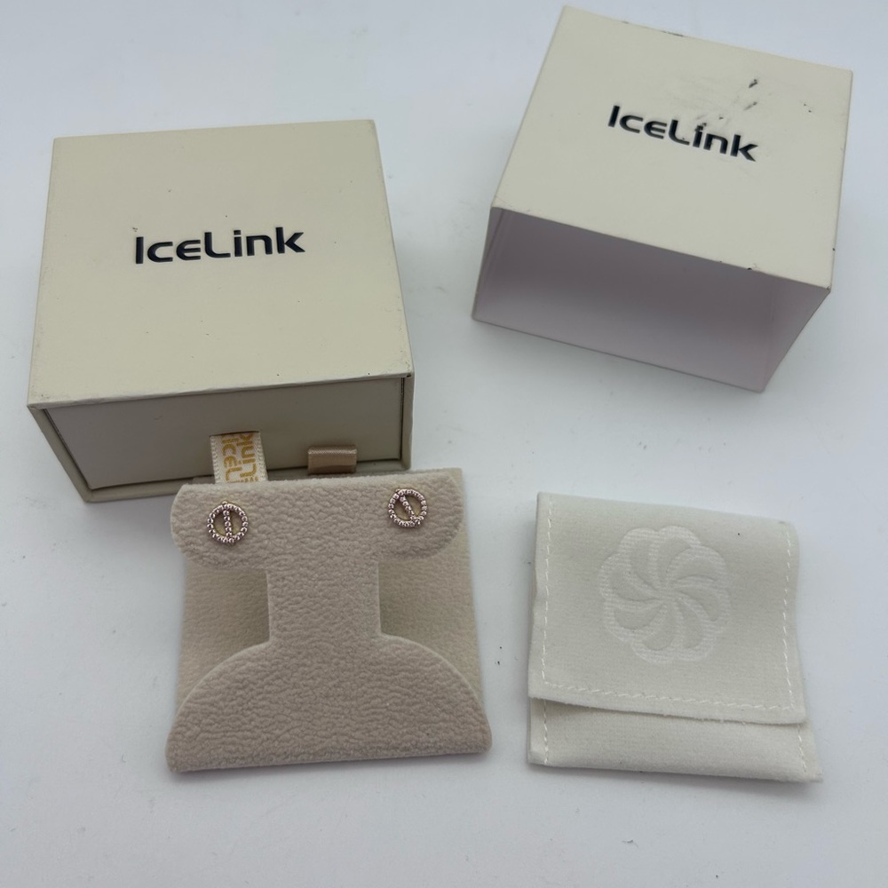 Ice Link Circle stud earrings New In Box